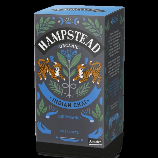 Zwarte-thee met chai van Hampstead Tea, 4 x 20 builtjes